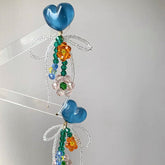 Blue Beaded Flower Earrings